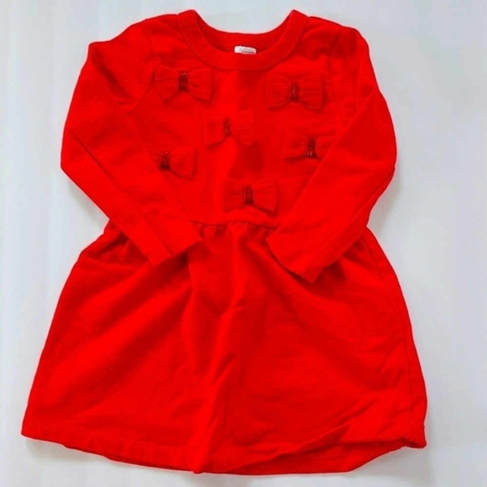 Red Fleece Dress‎ With Bows Size 2T Carter's Christmas Dress Winter